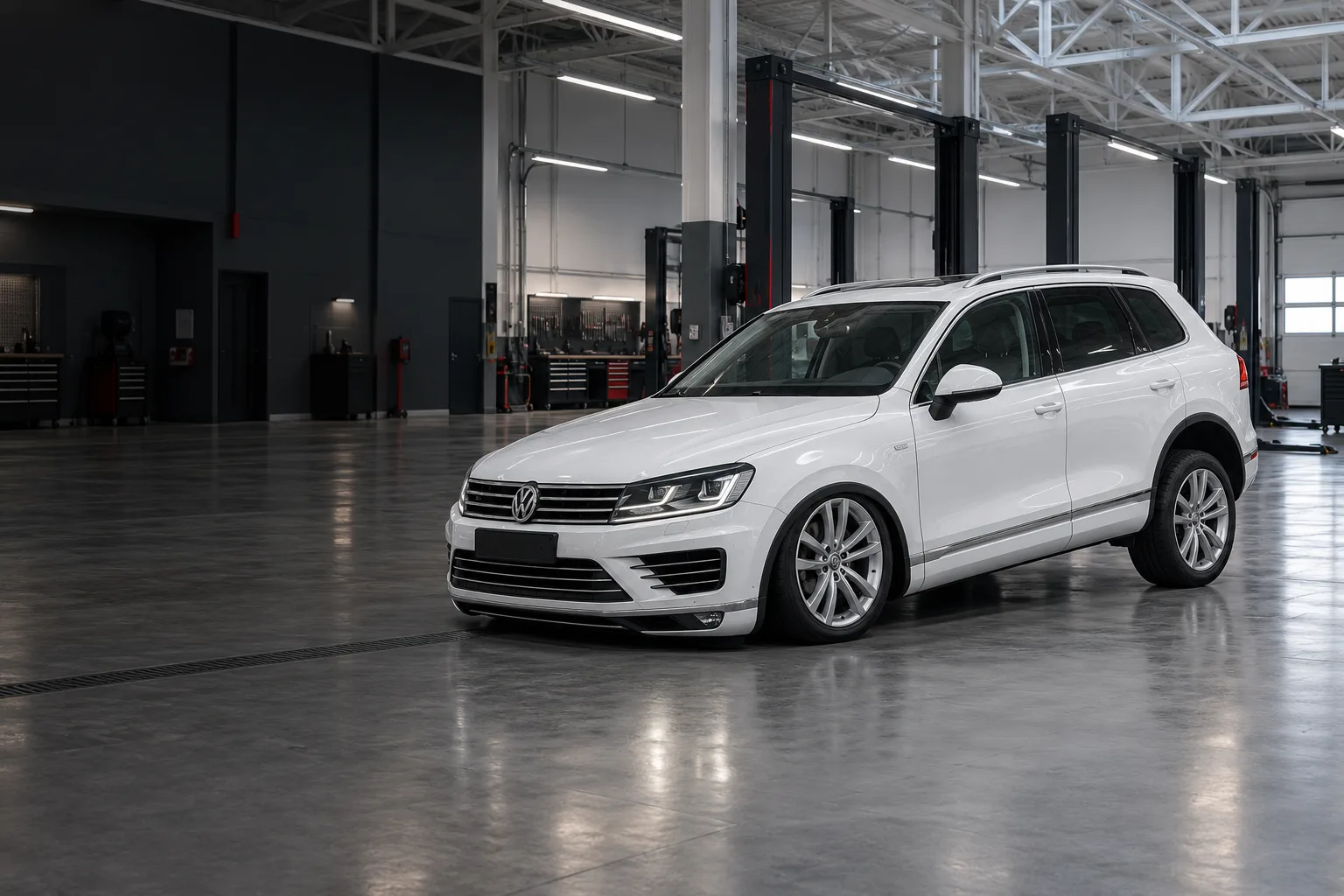 Иллюстрация: Volkswagen Touareg NF с просевшей передней частью
